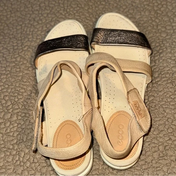 ECCO Women's Damara Crisscross Gladiator Sandal Women’s Sz 7 Natural & Rose Gold - Picture 3 of 10